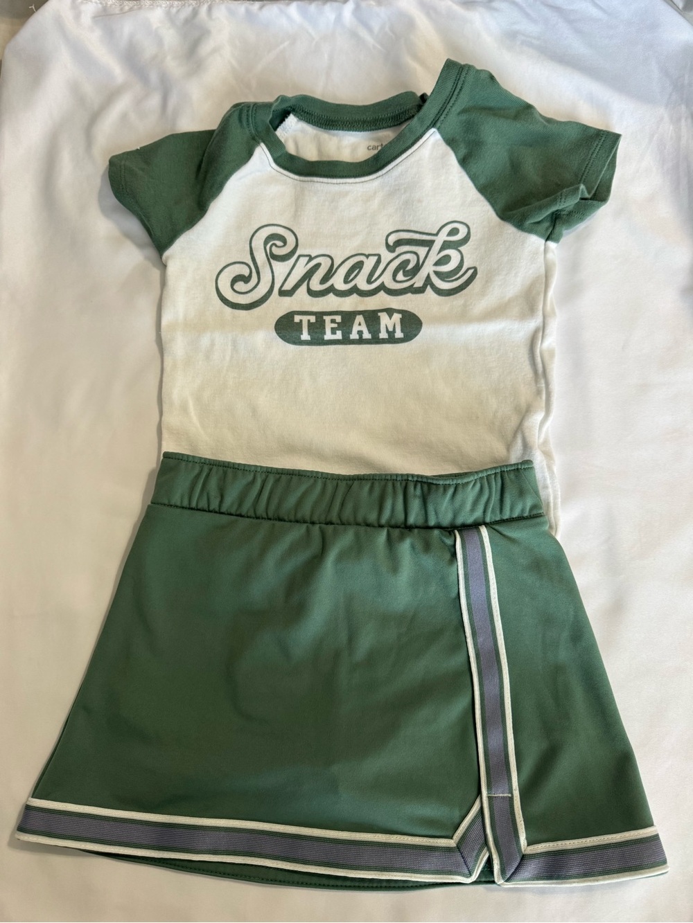 Carter's Green and White "Snack Team" Kids Matching Set